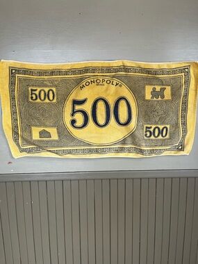 Monopoly 500 Bill Beach Towel 37x19 Vintage